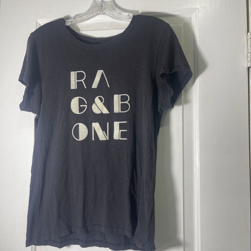 Women's L Shirt Black/Gray, Vintage Cotton, Round Neck, Short Sleeve